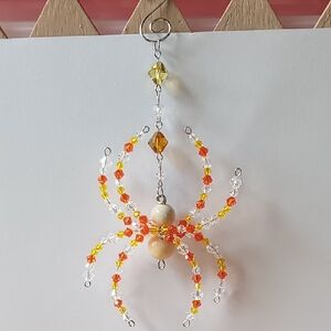 "Candy Corn" Glass Spider